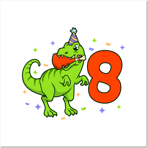 I am 8 with TREX - boy birthday 8 years old Wall Art by Modern Medieval Design